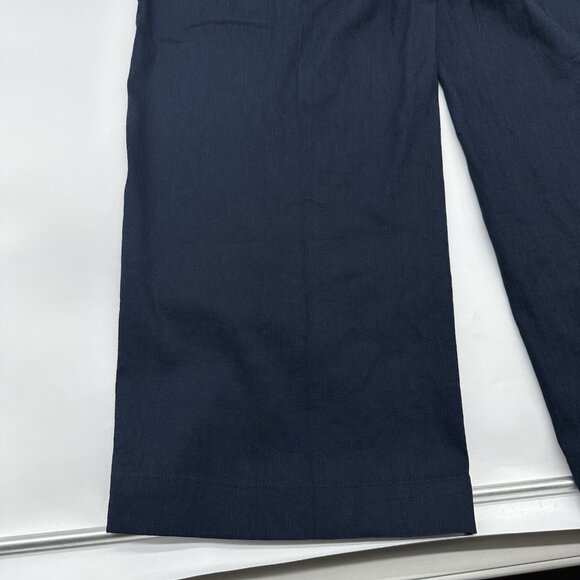 J Jill Linen Stretch Wide Leg Crop Women's Size Large Tall Navy Blue Pants - Picture 12 of 13